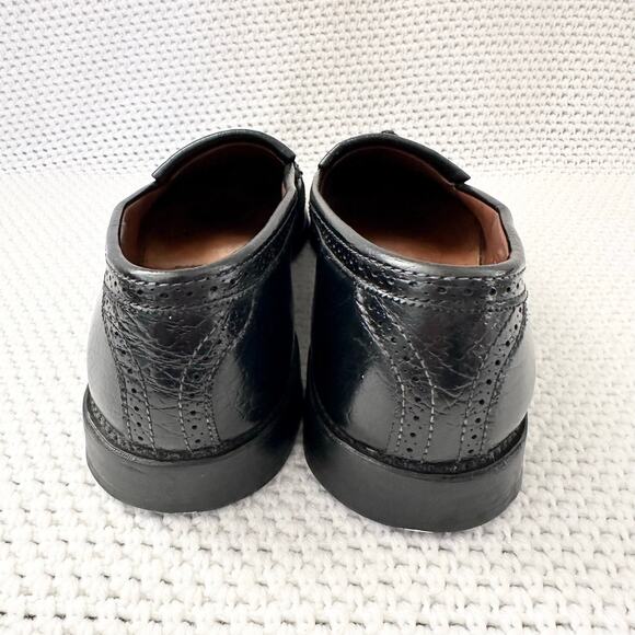 Allen Edmonds Bridgeton Black Penny Loafer Wing Tip Tassel Slip On Brogue 12C - Picture 9 of 11